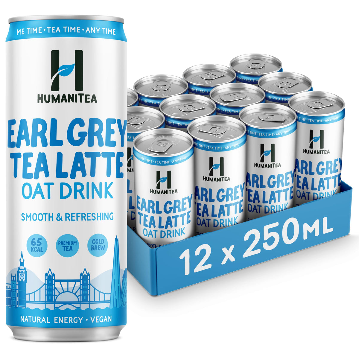 HumaniTea Earl Grey Tea Latte Oat Drink, 250ml (Pack of 12), London Fog Latte