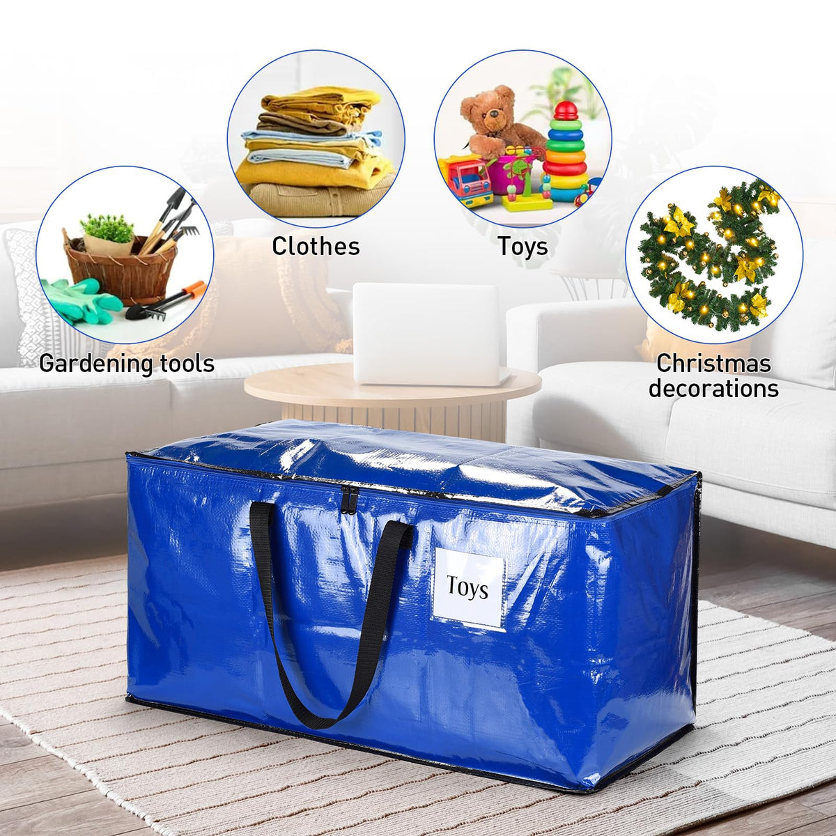 iespell Pack of 4 Extra Large Heavy Duty Storage Boxes with Lids, Large Strong Moving Boxes, Moving Bags, Vacuum Storage Bags