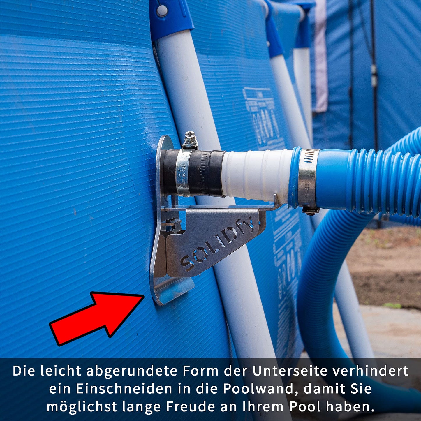 SOLIDfy? - 2 x 26 mm - 38 mm pool hose holder, kink protection made of stainless steel for Intex and Bestway swimming pools