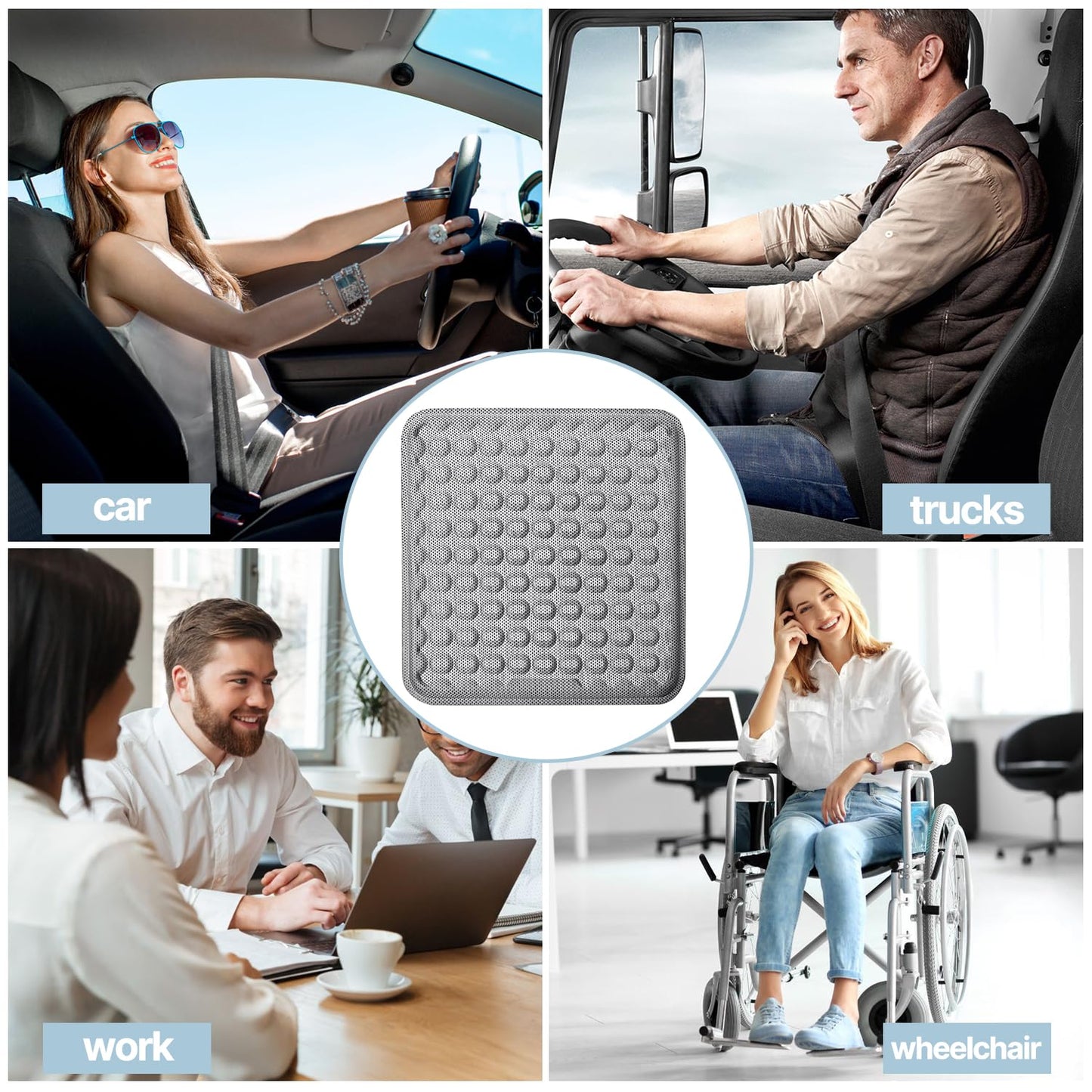 Gel Seat Cushion,office chair Light and thin in summer Breathable Seat Cushion Cool Gel Cushion Honeycomb Design,with Relieving Back coccyx Pain