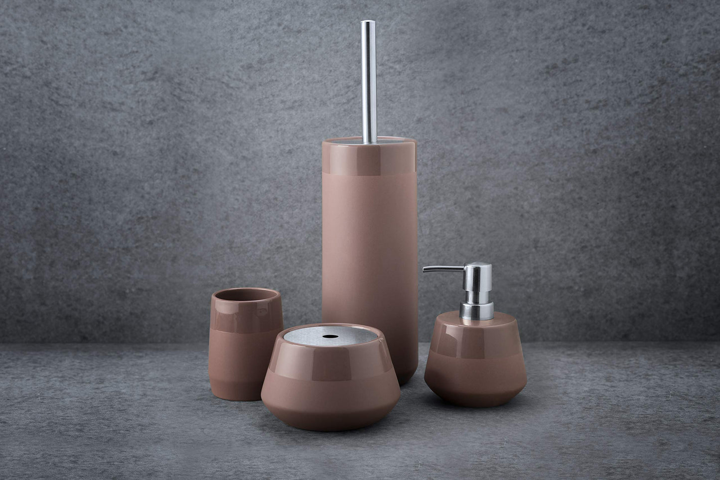 axentia Nevada Earthenware Soap Dispenser Diameter 10 cm Height Approx. 14 cm Taupe