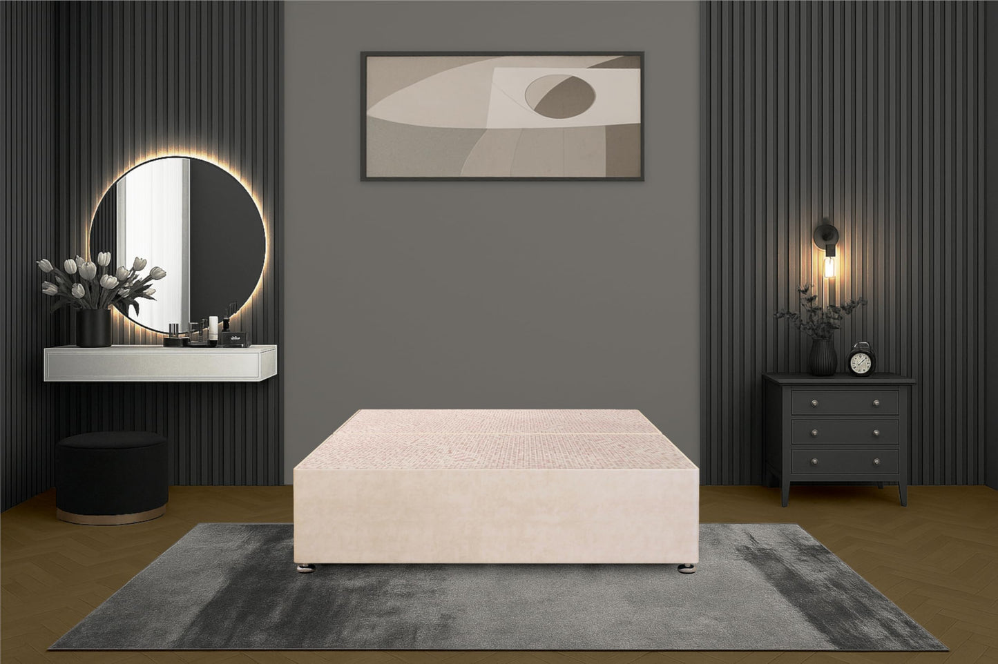 Bed Centre Flexby Divan Bed Base Only with 2 Drawers (Same Side), No Headboard - Available in 3FT, 4FT, 5FT & 6FT