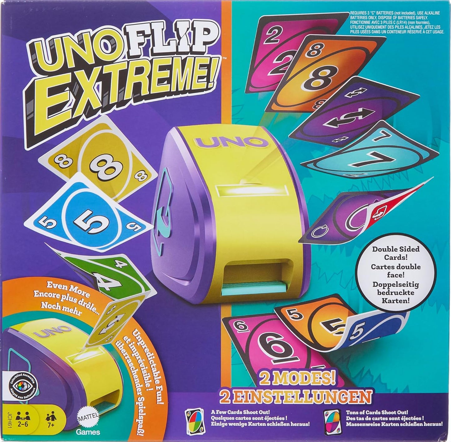 Mattel Games UNO Flip Extreme, Used- very good, been played, open, scruffy box
