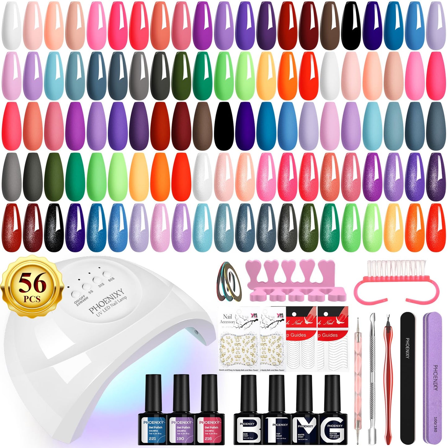 Phoenixy Gel Nail Kit, 36 Colours Gel Nail Polish Set with Lamp Starter Kit, 40Pcs Full Set for Beginners Manicure Gift for Women
