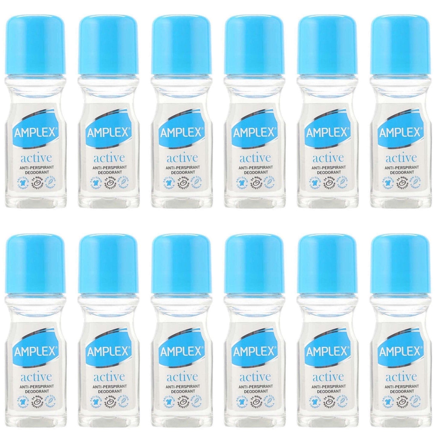 Amplex Active AntiPerspirant Deodorant Roll-On 50ml | 12 Pack