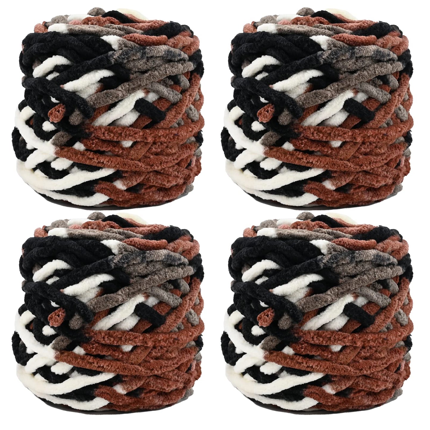 Knitting Wool Yarn 4 x 100g Multi-Colored Soft Chunky Yarn for Crochet Projects Making Plush Balls Handmade Bags Sweaters Shoes Hats Sweaters Blankets
