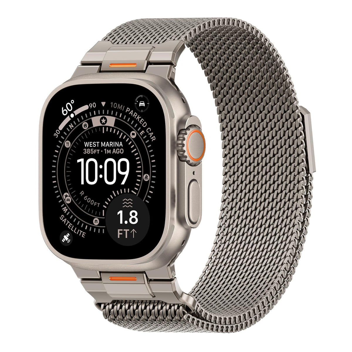 SOLOLUP Milanese Loop Magnetic Strap for Apple Watch Ultra 3/2 Strap 49mm 46mm 45mm 44mm 42mm 41mm 40mm 38mm Men,Stainless Steel Mesh Metal Connector