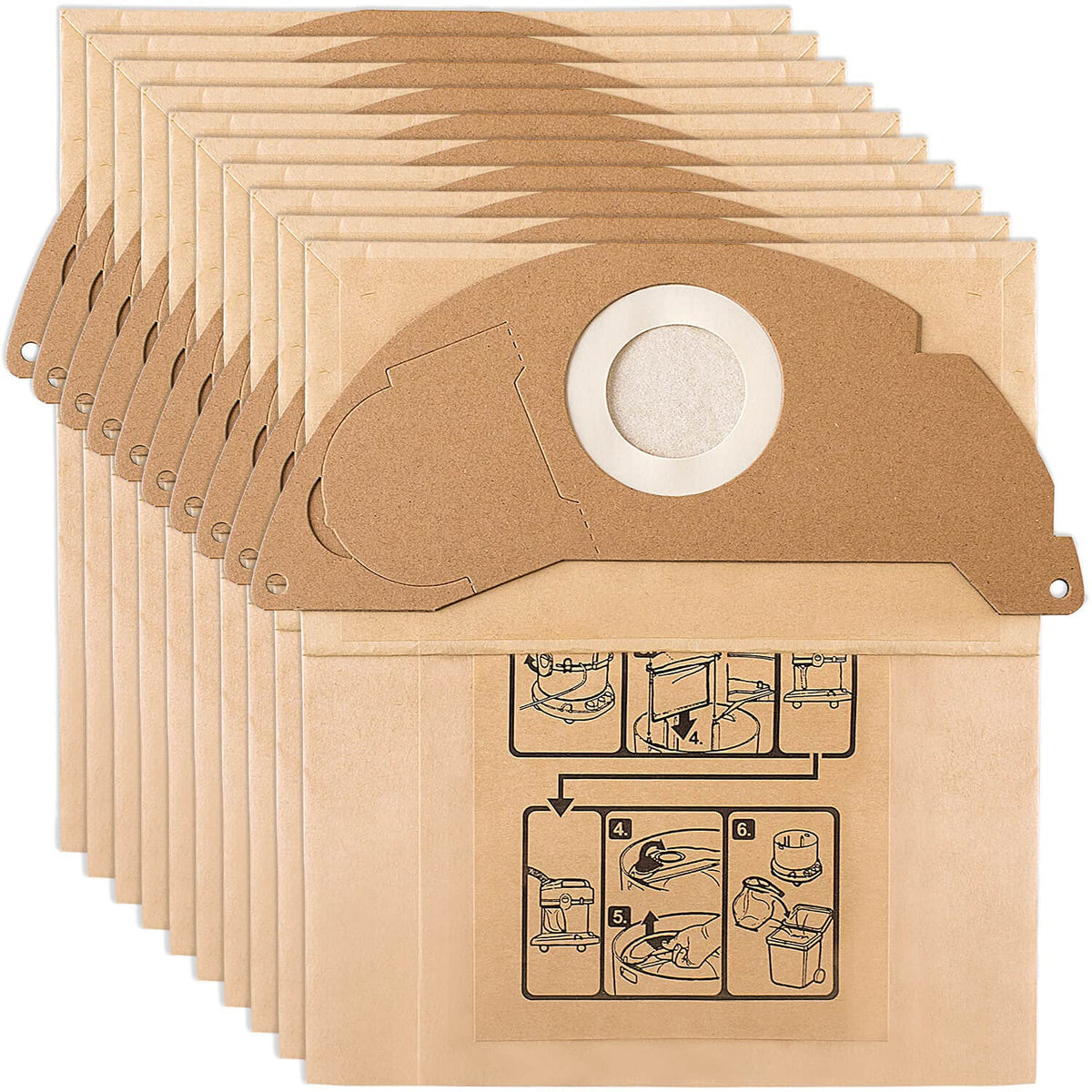 Awinker 10 Pack Paper Filter Bags for Karcher WD2 MV2 WD 2.200 WD2250 A2004 A2054 A2099 6.904-322.0
