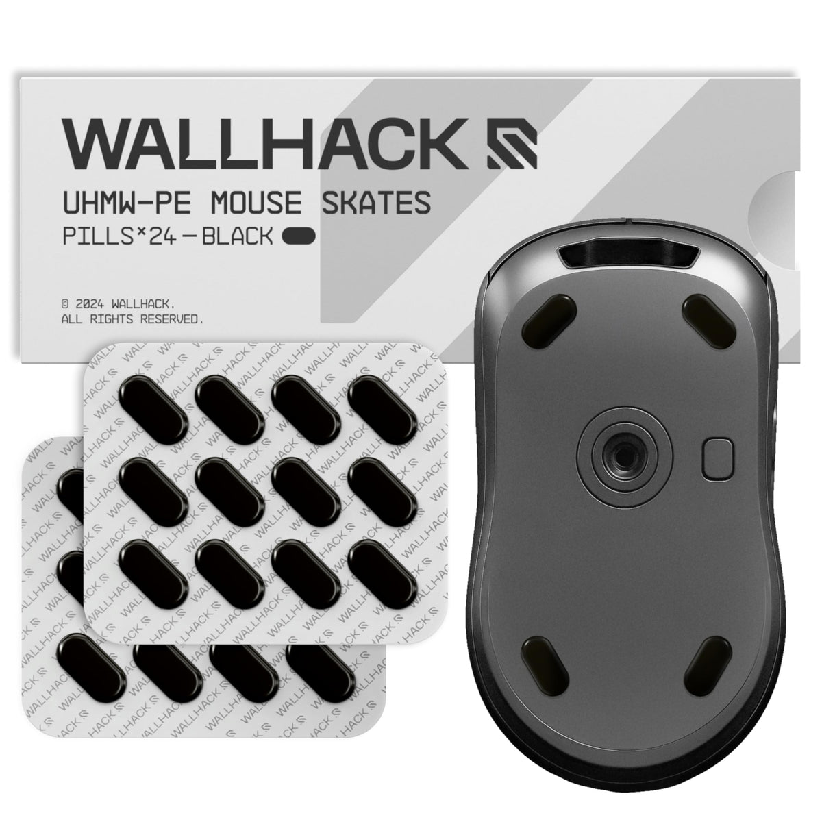 Wallhack UHMW-PE Pill Mouse Skates | Premium Universal Skates for Gaming Mice | Ultra-Smooth Glide on Cloth & Glass Pads | Customize Speed & Control |