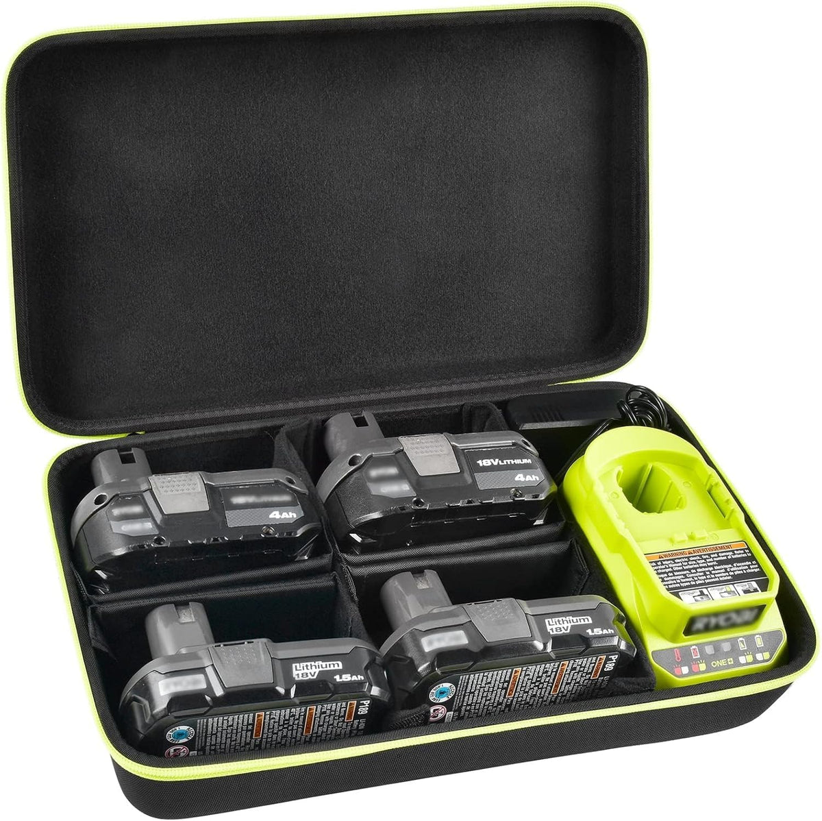 Case Compatible with Ryobi ONE+ 18V Lithium-Ion 4.0/3.5/3.0/2.0/1.5 Ah Compact Batteries. Storage Carrying Holder for 18-Volt Battery Charger.