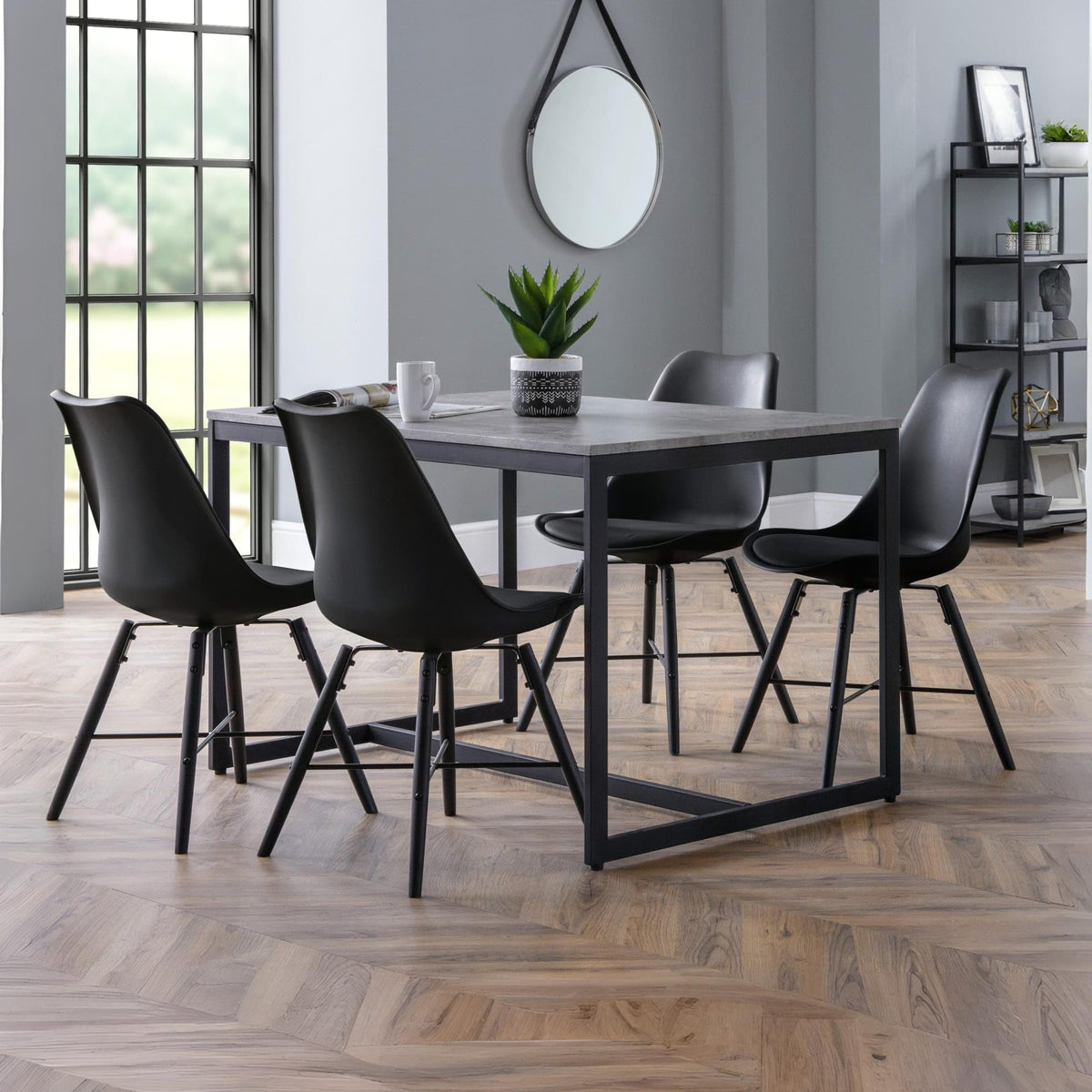 Julian Bowen Kari Dining Chairs, Set of 2, Faux Leather Black - H83 x D54cm