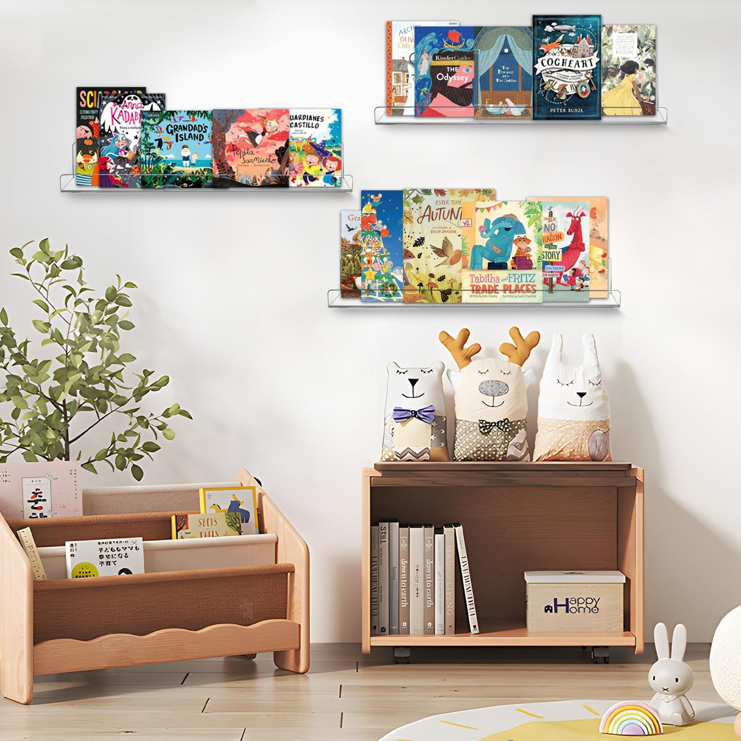 AMEITECH Clear Acrylic Wall Display Shelves 10 Pack, 15 Inch Acrylic Shelf Wall Organizer and Storage for Collectibles, Figure, Toy Cars, Perfume