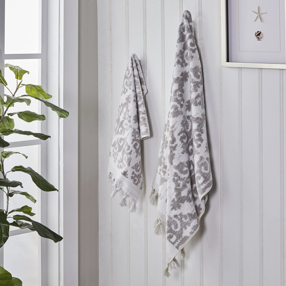 SKL Home Mirage Fringe 100% Turkish Cotton Bath Towel, Taupe