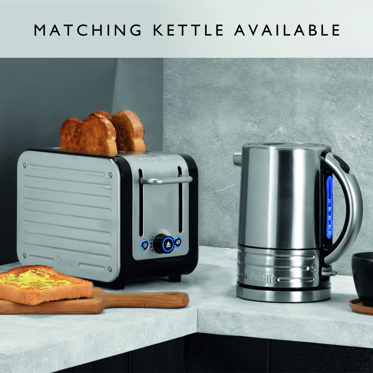 Dualit Architect 2 Slice Toaster | Brushed Stainless Steel with Black Trim | Extra-Wide Slots Peek and Pop Function Patented Perfect Toast