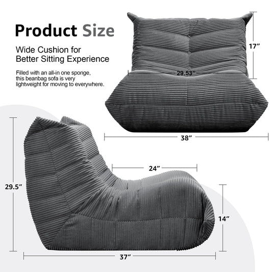 Hobestluk Bean Bag Chairs for Adults Giant Bean Bag Chair Memory Foam BeanBag Chair Togo Sofa Chair with Filler Faux Fur Fireside Beanbags Lazy Sofa