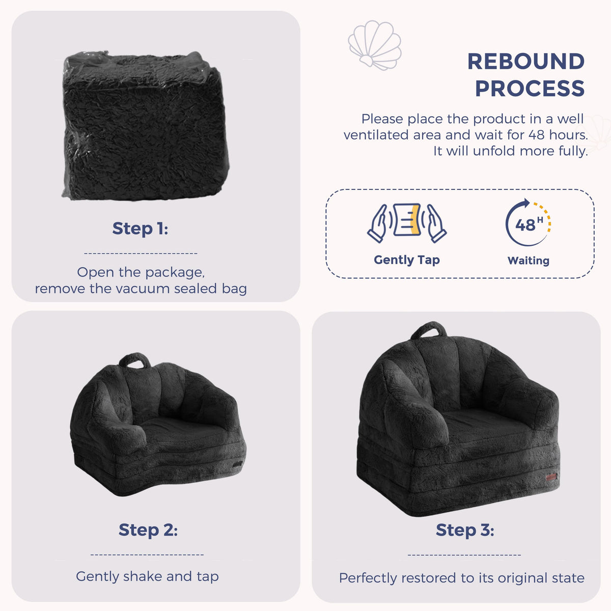 MAXYOYO Single Sofa Bed, Folding Bean Bag Chair, Faux Fur Fabric