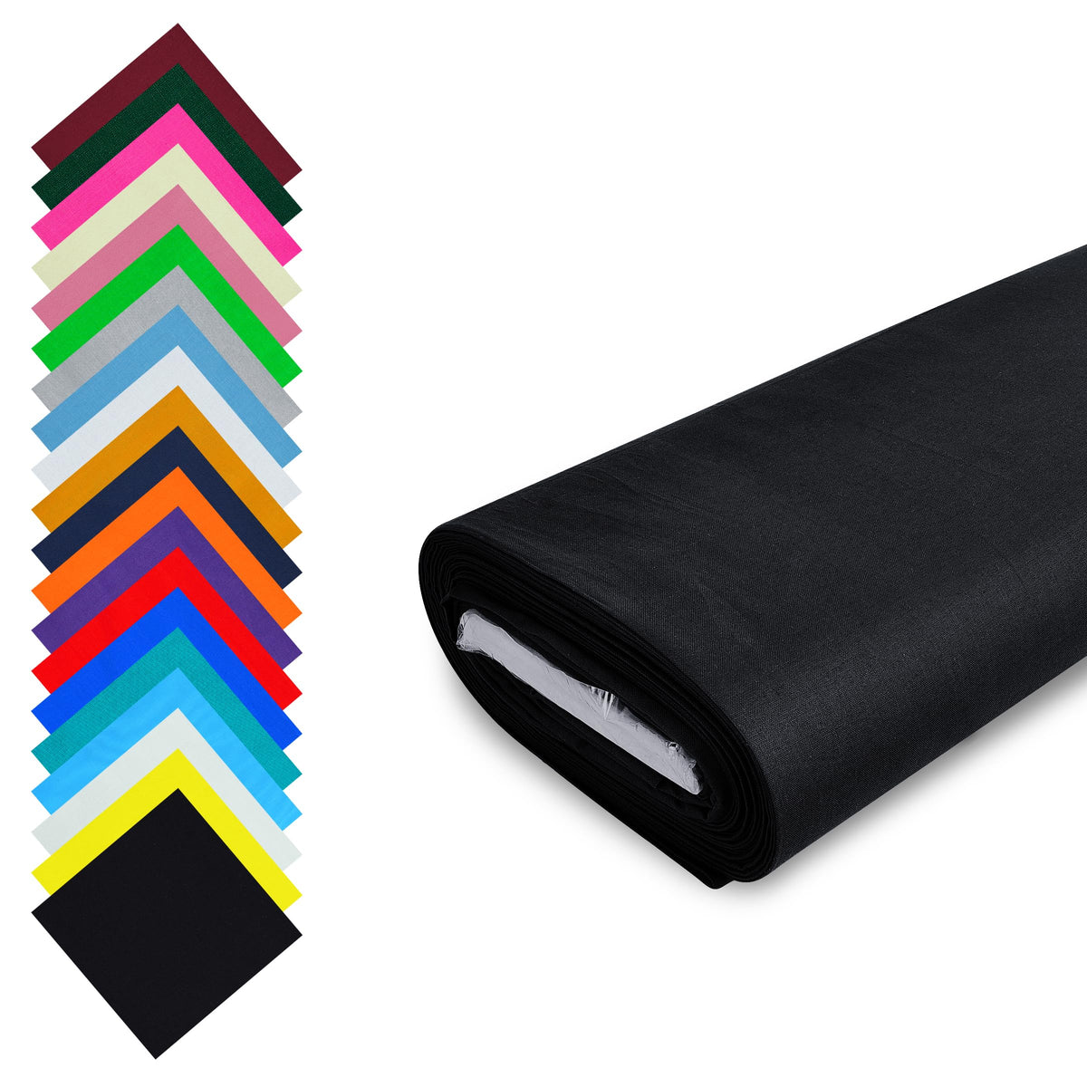 Fashion Track Black Fabric Cotton by The Metre UK - 58 Inches / 147.5 cm Wide - 100% Cotton Fabric Plain - 60 Square - Available in 20 Colours and 5