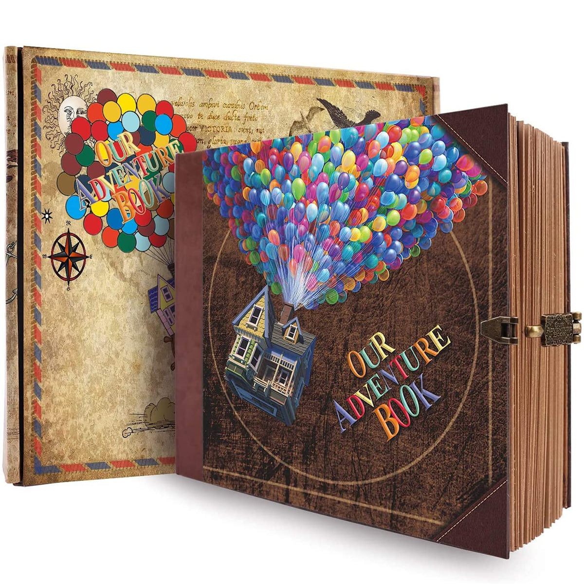 Our Adventure Book Scrapbook Photo Album, 146 Pages 8.9 * 7.7 Inch Retro Style Embossed Letter Cover Travel Journal Scrap Book Kit For Couples,Memory