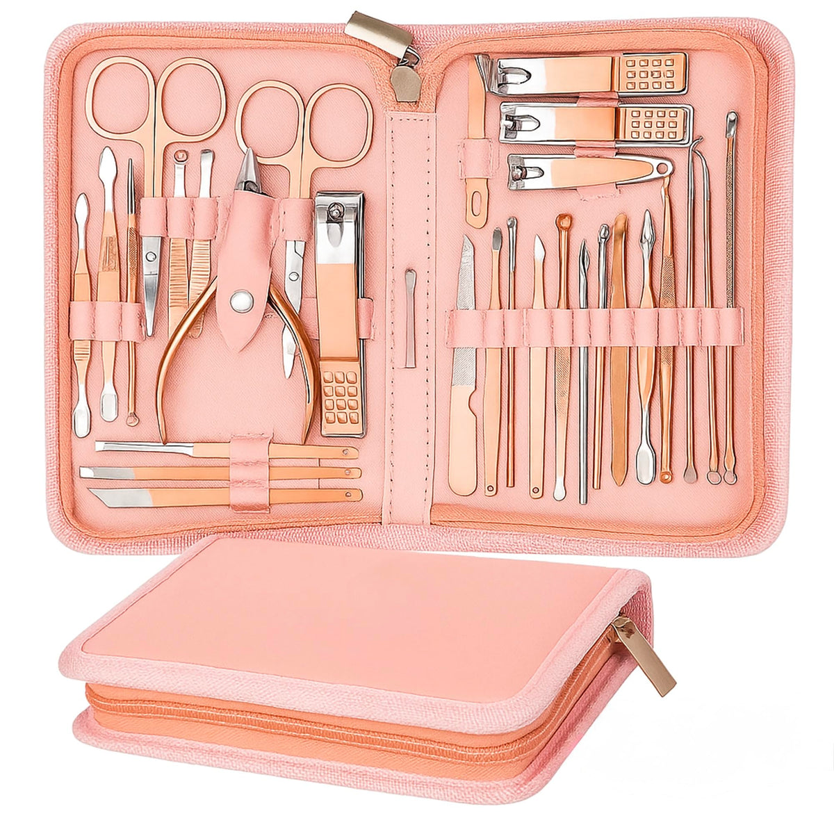 SAMSIDD Manicure Set, Pedicure Kit, Nail Clippers, Professional Grooming Kit, Nail Tools 32 in 1 with Luxurious Travel Case for Men and Women 2024