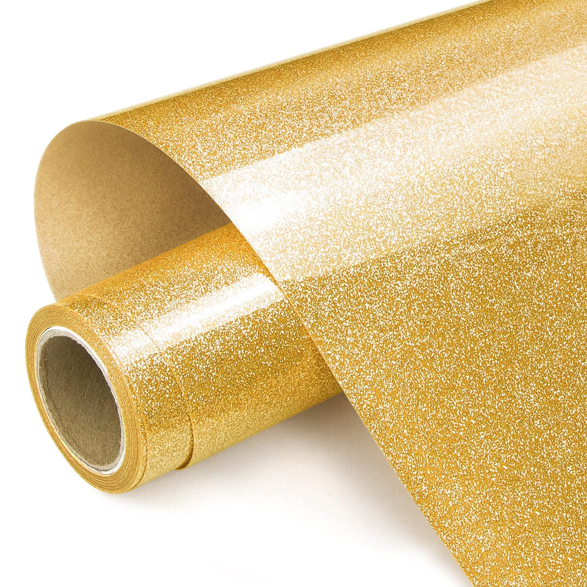 Prime Vinyl Heat Transfer Vinyl, 12" x 8ft Gold Glitter HTV Vinyl for T-Shirt, Iron on Vinyl for all Cutting Machines, Easy to Cut & Weed with Heat