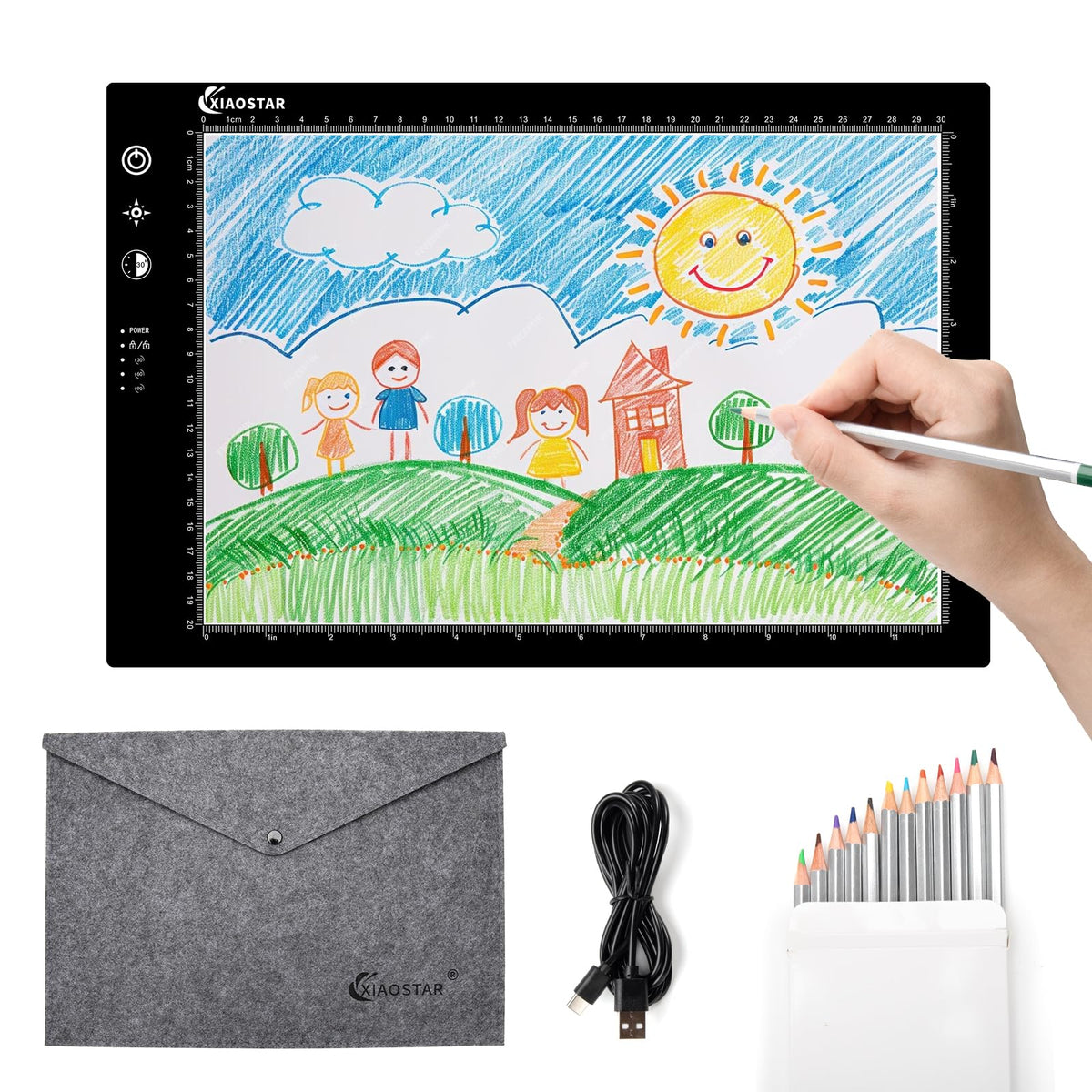 Light Box Drawing A4,Tracing Board with Brightness Adjustable for Artists, Animation Drawing, Sketching, Animation, X-ray Viewing (A4(Timer))