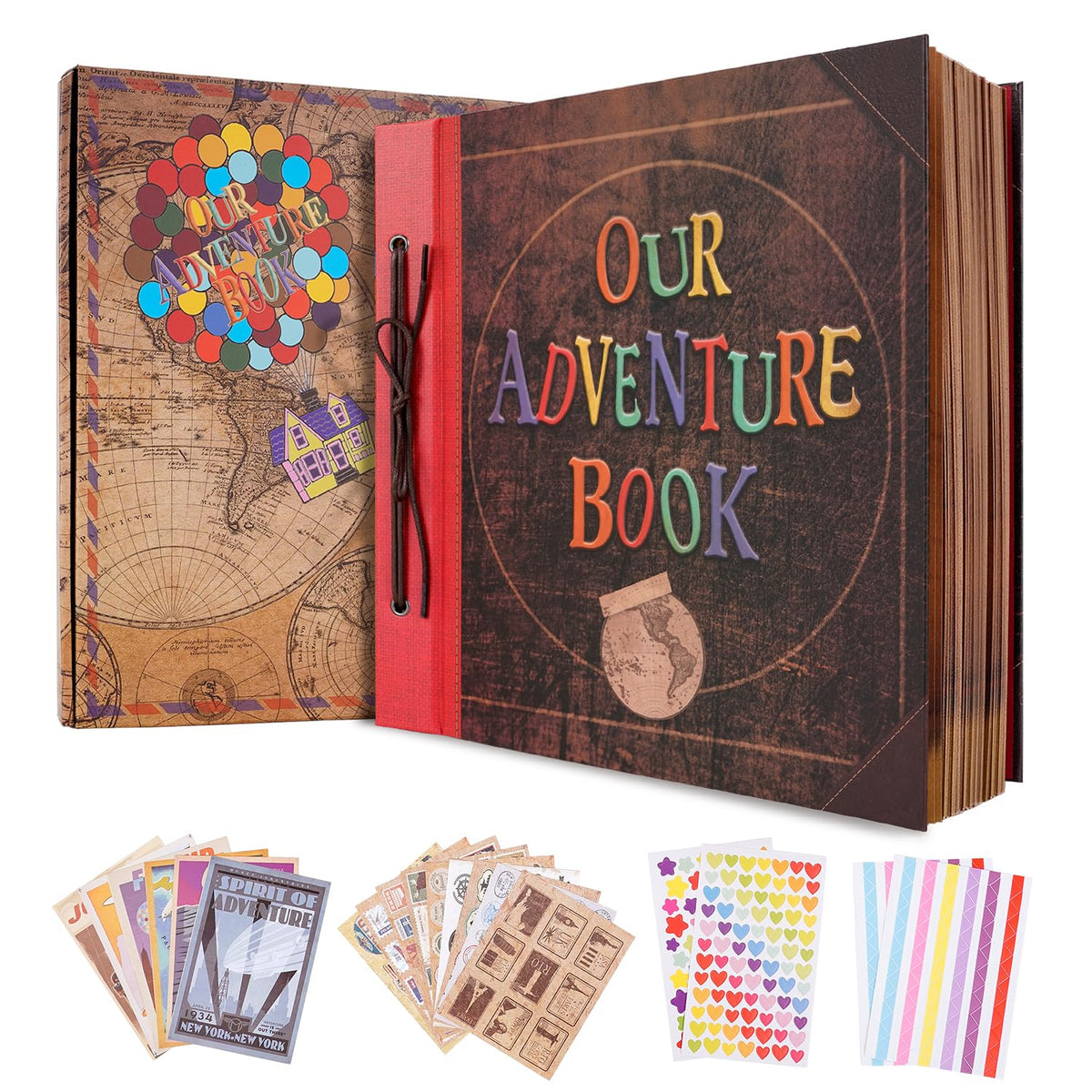 COMBIUBIU Our Adventure Book Scrapbook Album 12 x 12 Inch, DIY Handmade Travel Scrapbook Adventure Book for Couples, Mothers