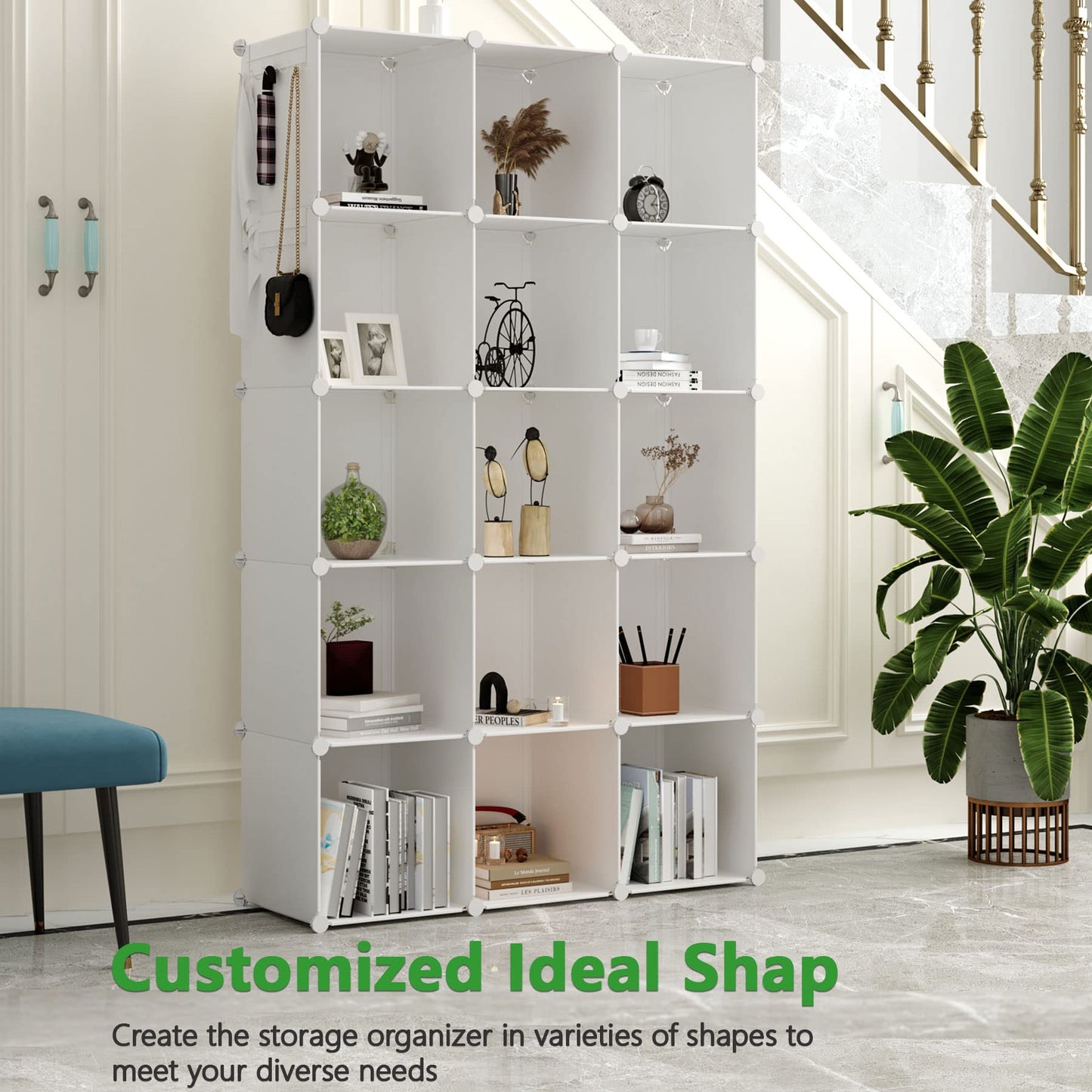 C&AHOME 16-Cube Storage Organizer Without Doors, Plastic Storage Cubes