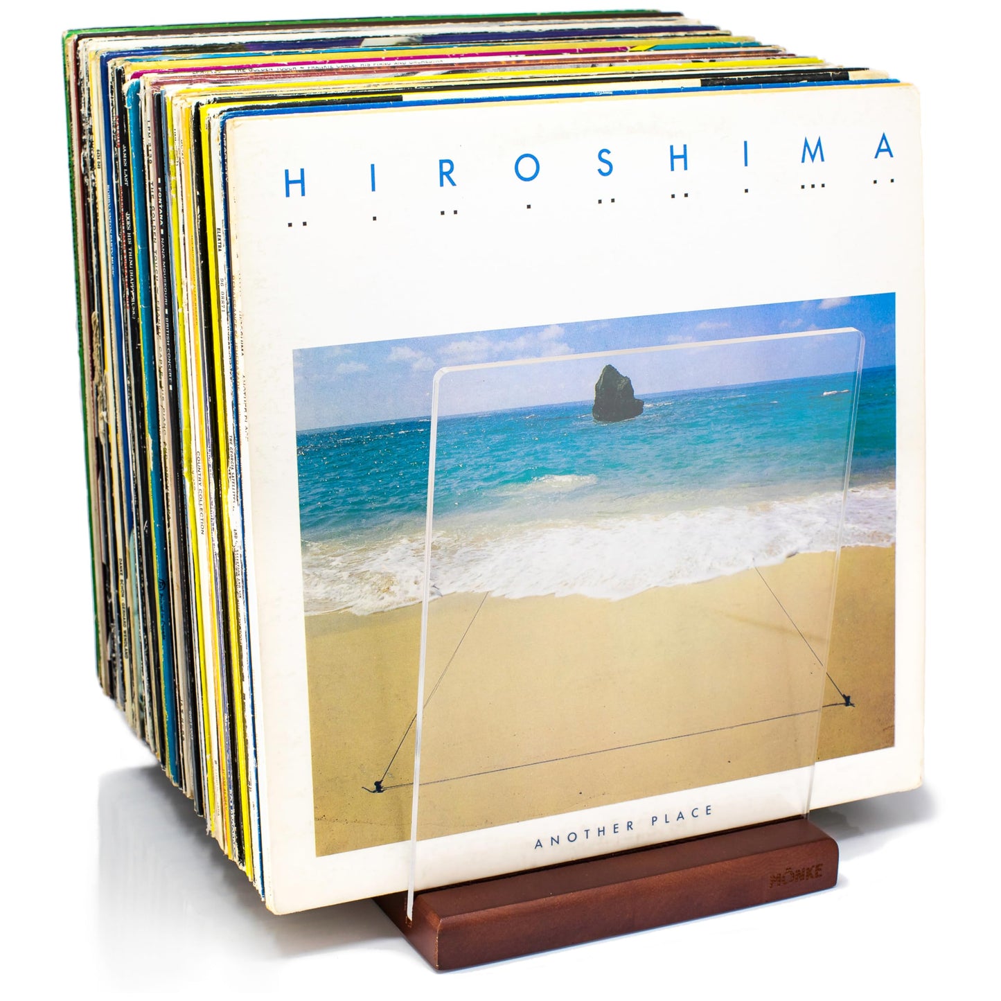 M?NKE Premium Vinyl Record Storage - a Mid-Century Style Record Holder, 60 LP Capacity - Complements Any Decor (Brown)