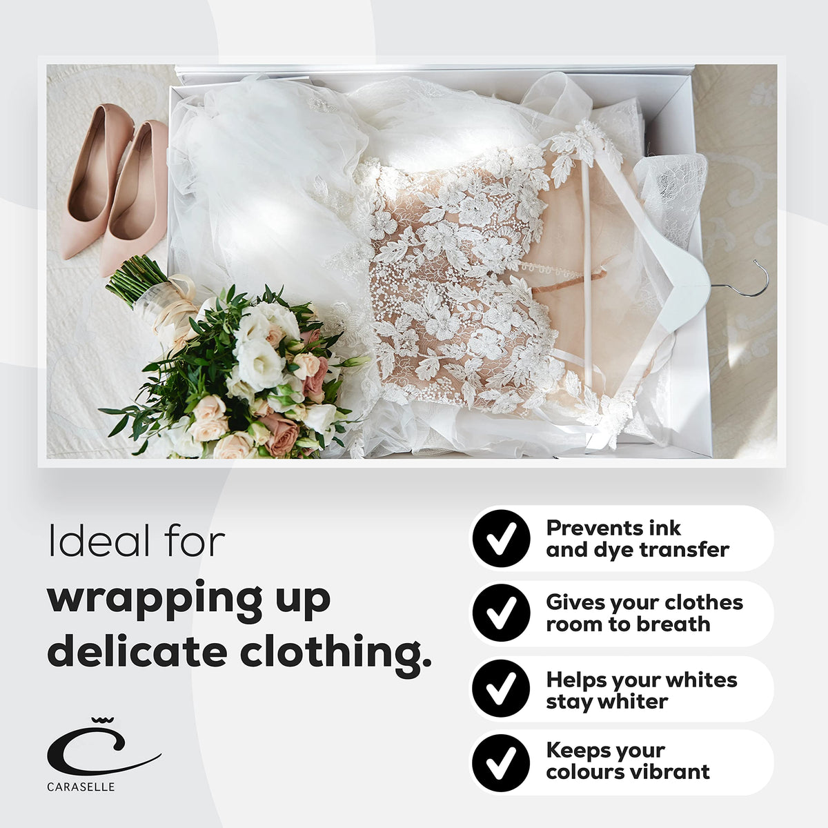 Caraselle Extra Large Tissue Paper - Jumbo Size 100x75cm - Versatile White Tissue Paper Sheet for Clothes, Art Collection, & Gift Wrapping - Acid-Free