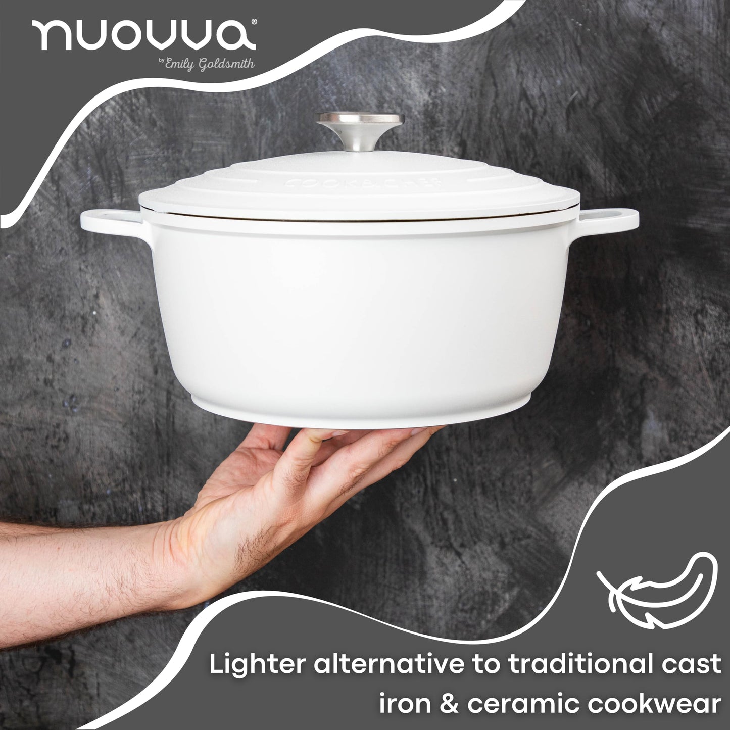 Casserole Dishes with Lid Oven Proof Non Stick Deep Dutch Oven Induction Cooking Pot Oven Safe Aluminium Stockpot 4L, 24cm, Cream by Nuovva