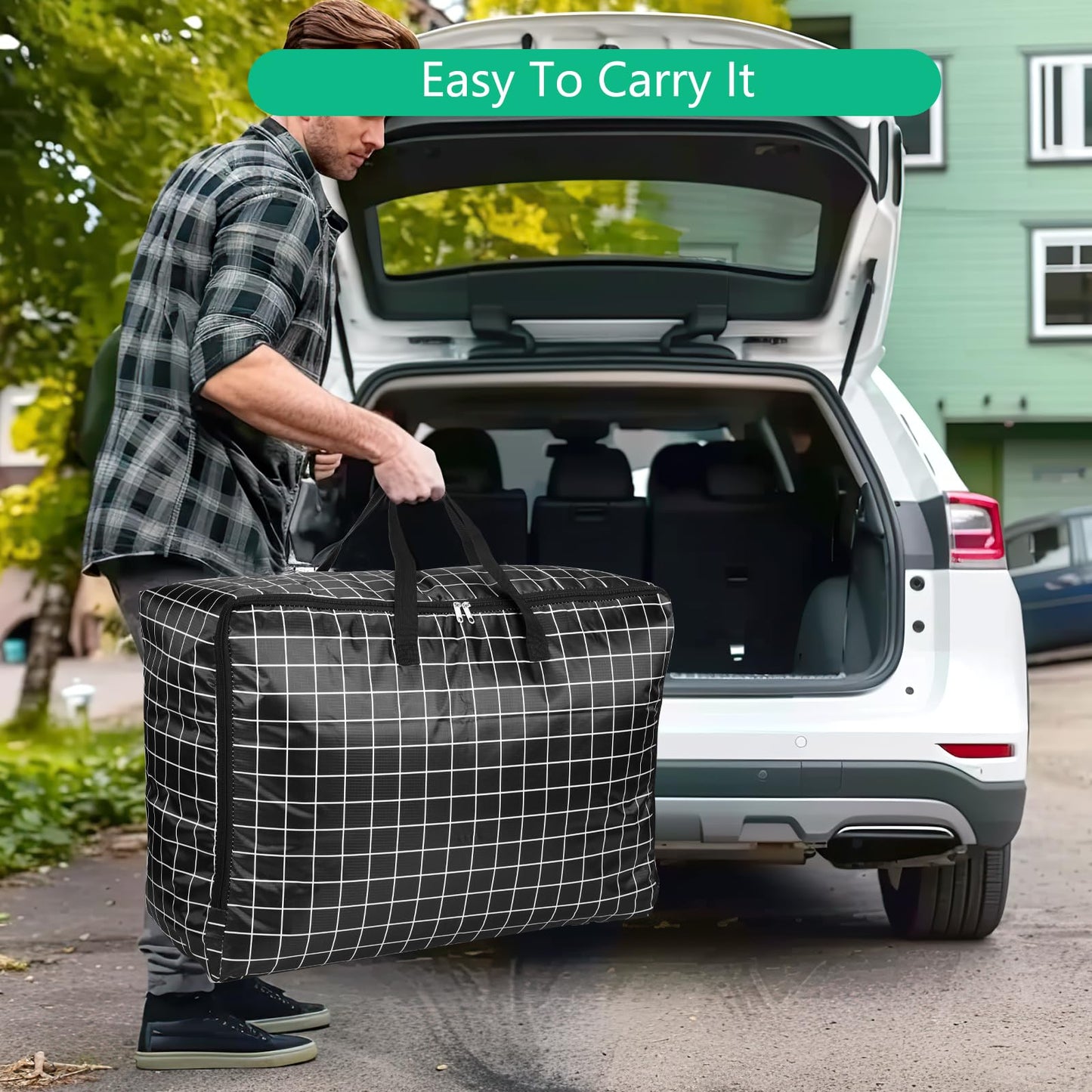 6 Pcs 105L Large Moving Bags Oxford Fabric Storage Bags with Zips, Black