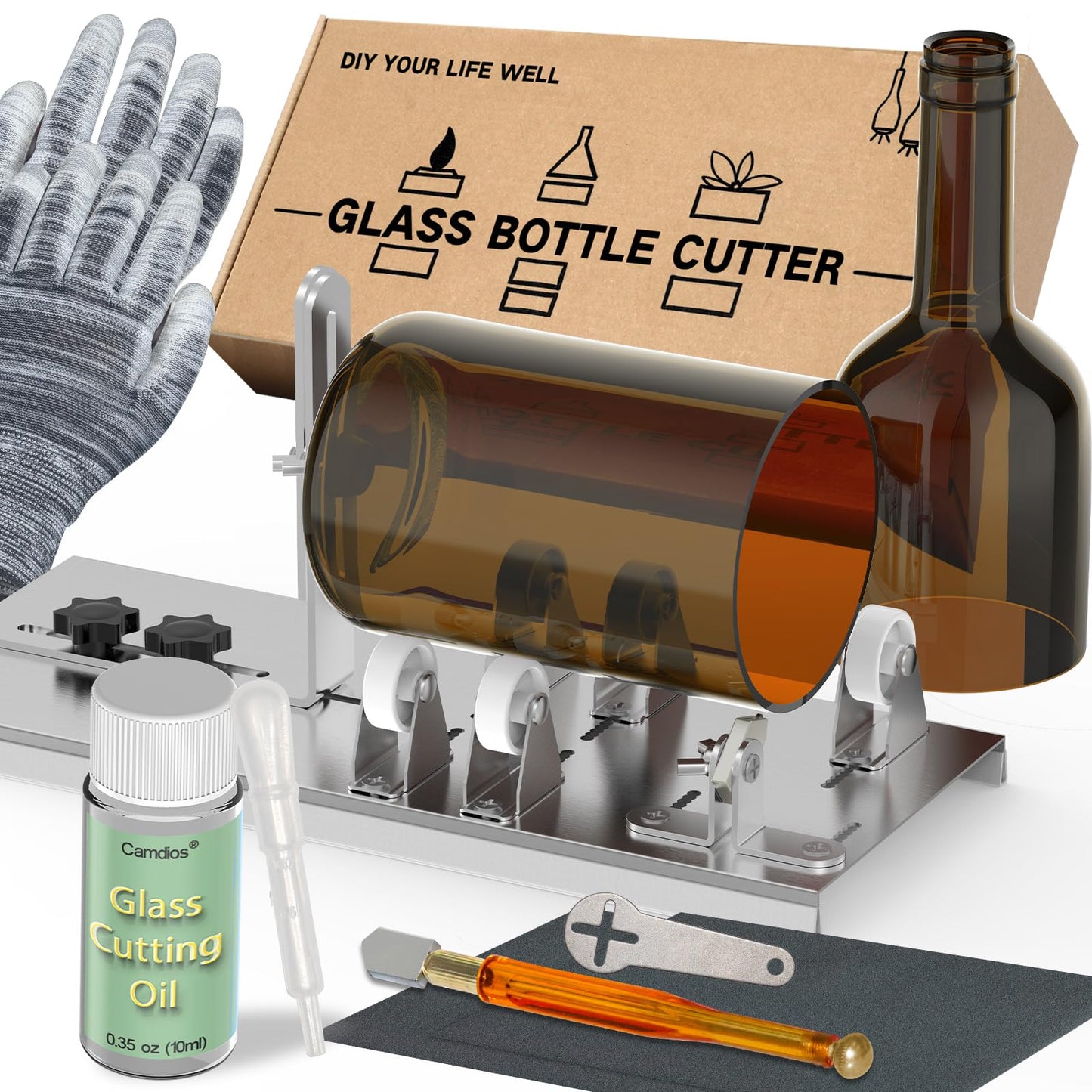 Glass Bottle Cutter, Upgraded Glass Cutter for Bottles with Glass Cutting Oil, Glass Cutting Kit for Wine, Beer, Liquor, Whiskey, Alcohol, Champagne,