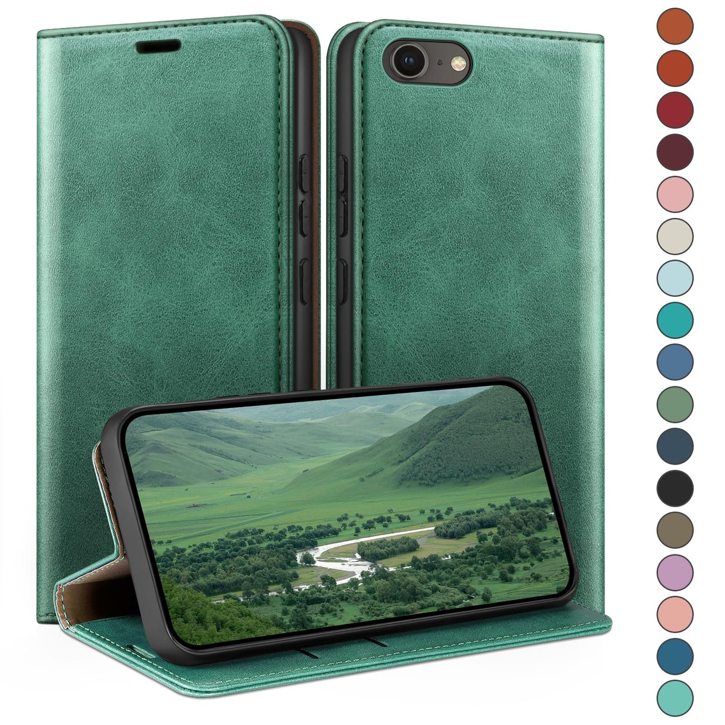 HUOUH for iPhone SE 2022/7/8/SE 2020 4,7" Wallet case with RFID Blocking PU Leather,Credit Card Holder,Flip Folio Book Phone cases Shockproof Cover