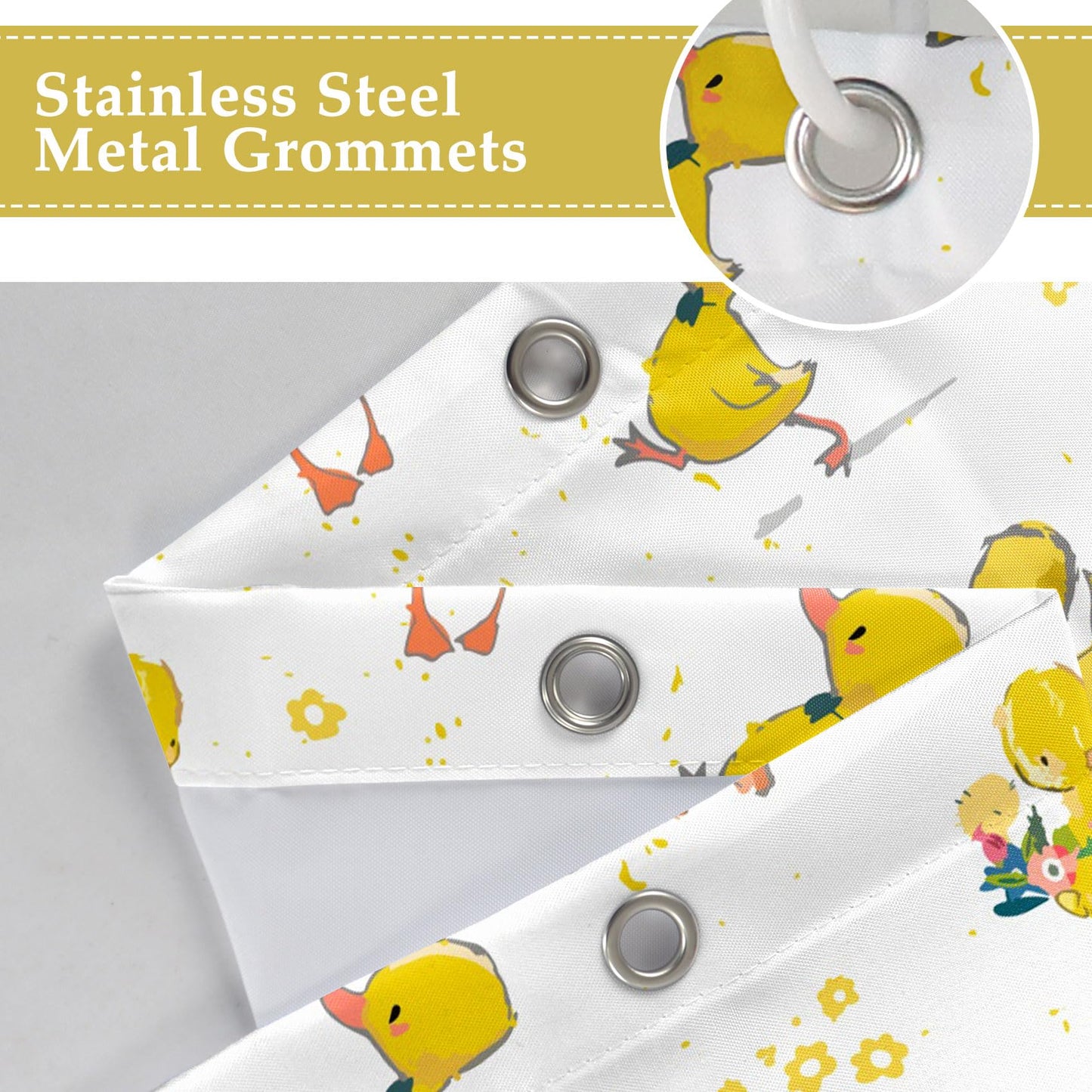 Yellow Duck Shower Curtain with Hook for Bathroom Decorative 71x71inch