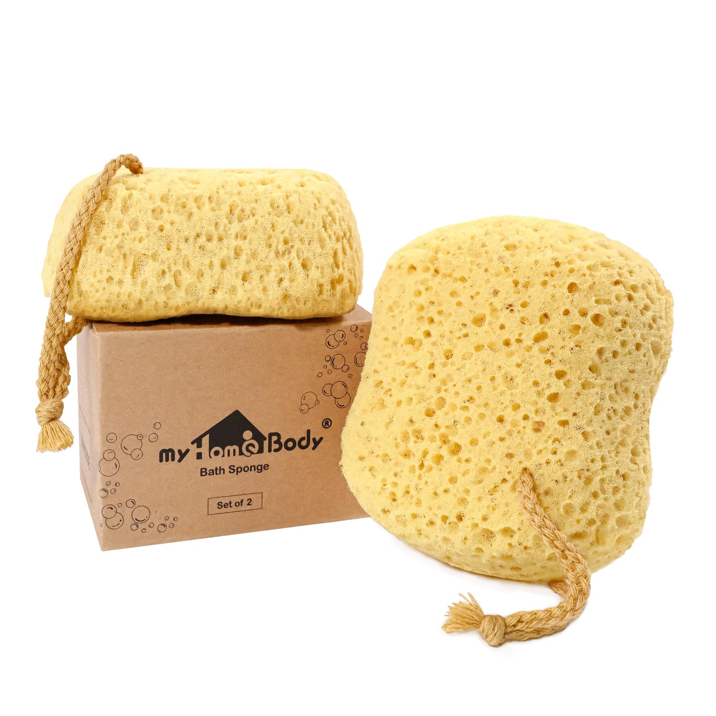 myHomeBody Bath Sponge, Foam Loofah Sponge, Body Sponge for Shower ? Large Size, Lots of Lather, Curvy, 2 Pack