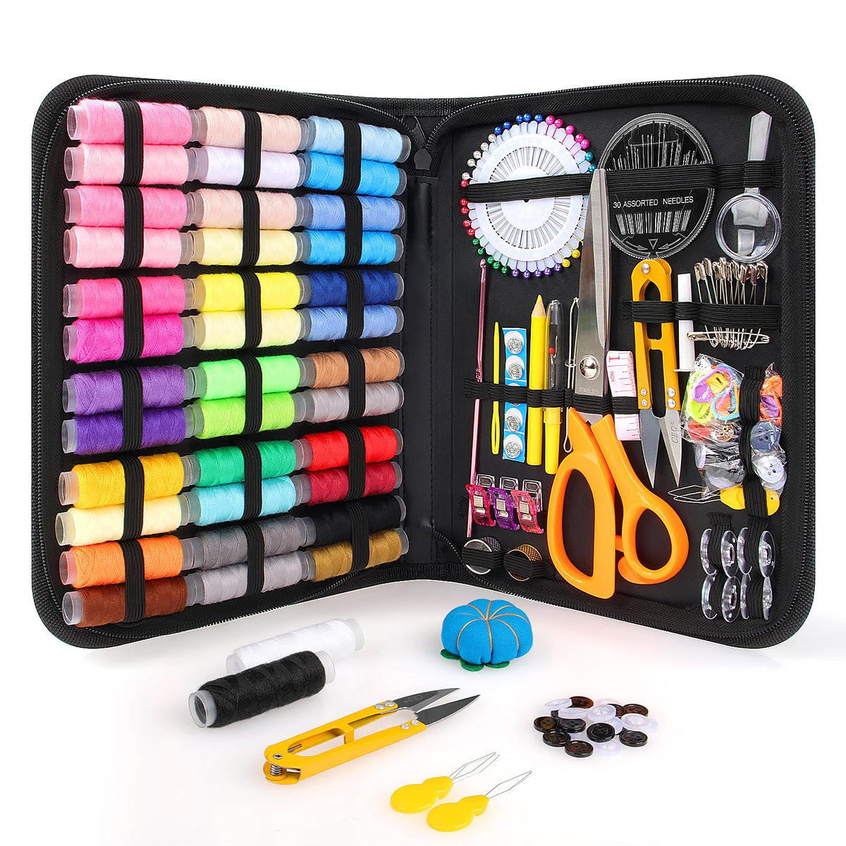 Goeveo Sewing Kit for Adults Beginners, DIY, Home, Travel, Emergency, Repair, Small Sewing Supplies with Case Thread Needle Scissors, Portable 188 Pcs