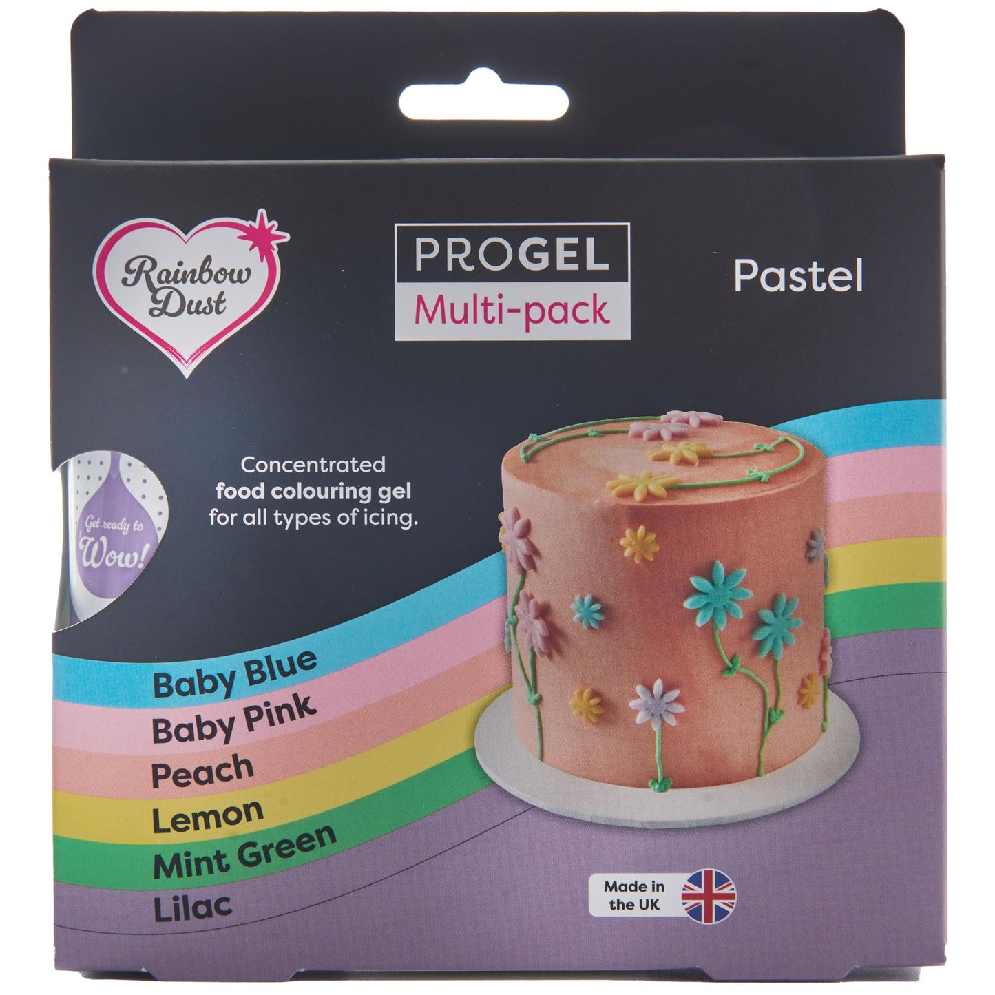 Rainbow Dust ProGel? Concentrated Food Colour, 6 Tube Multipack, Pastel Shades Colouring Gel For Baking and Cake Decorating, Lilac, Pink, Peach,
