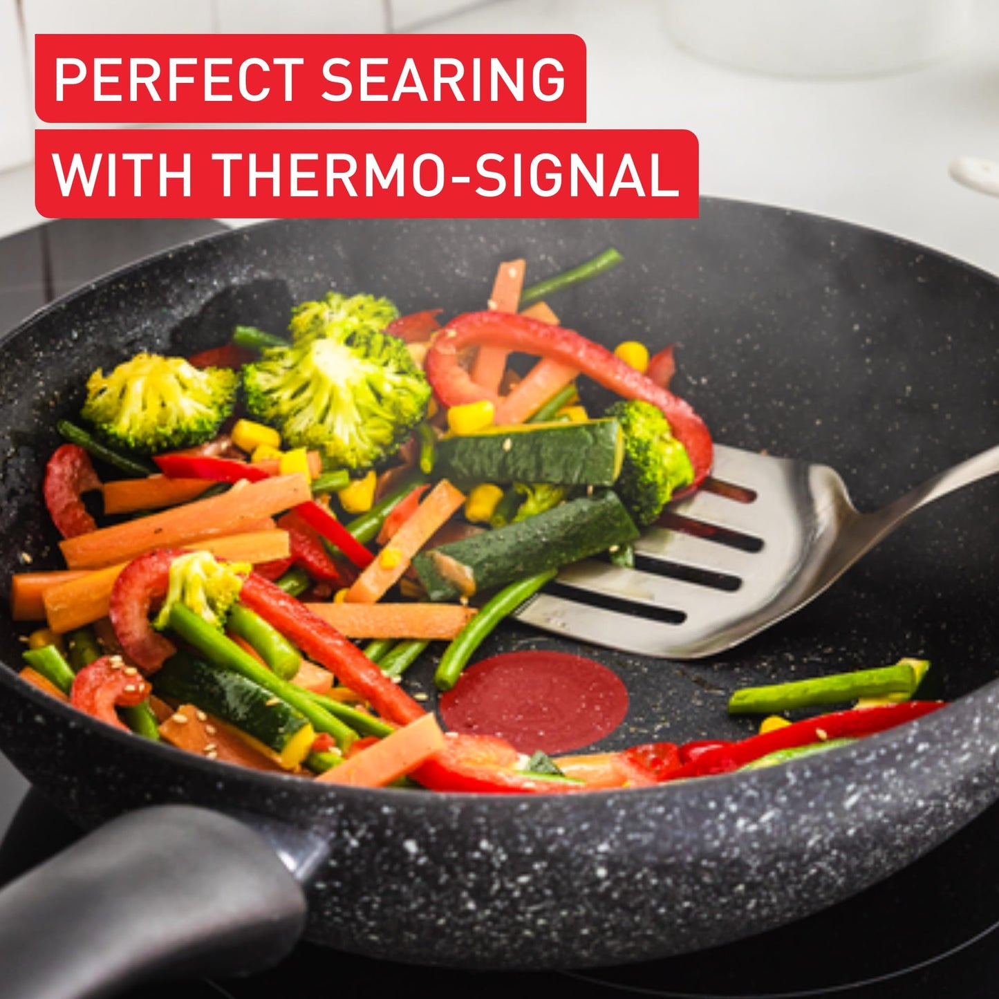 Tefal Titanium Stone Wok 28 cm, High-Performance Non-Stick Coating, Metal Spatula Safe, All Hobs Including Induction, E1051945