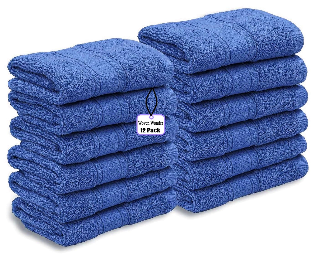WovenWonder 12 X Cotton Face Cloth Towels 100% Egyptian Cotton -500GSM Super Soft Flannels Washcloths (30 x 30 cm) Fingertip Gym Towels Facial Cloths