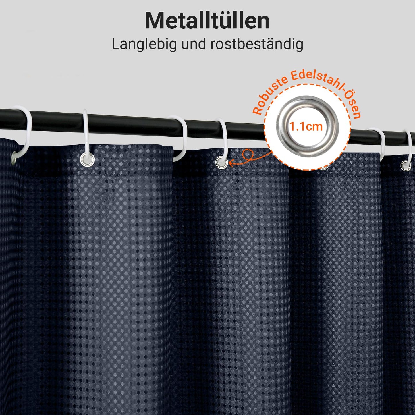 Lerores Shower Curtain, 180 x 200 cm, Waffle Man Blue, Weighted Hem, Anti-Mould Textile, Water-Repellent
