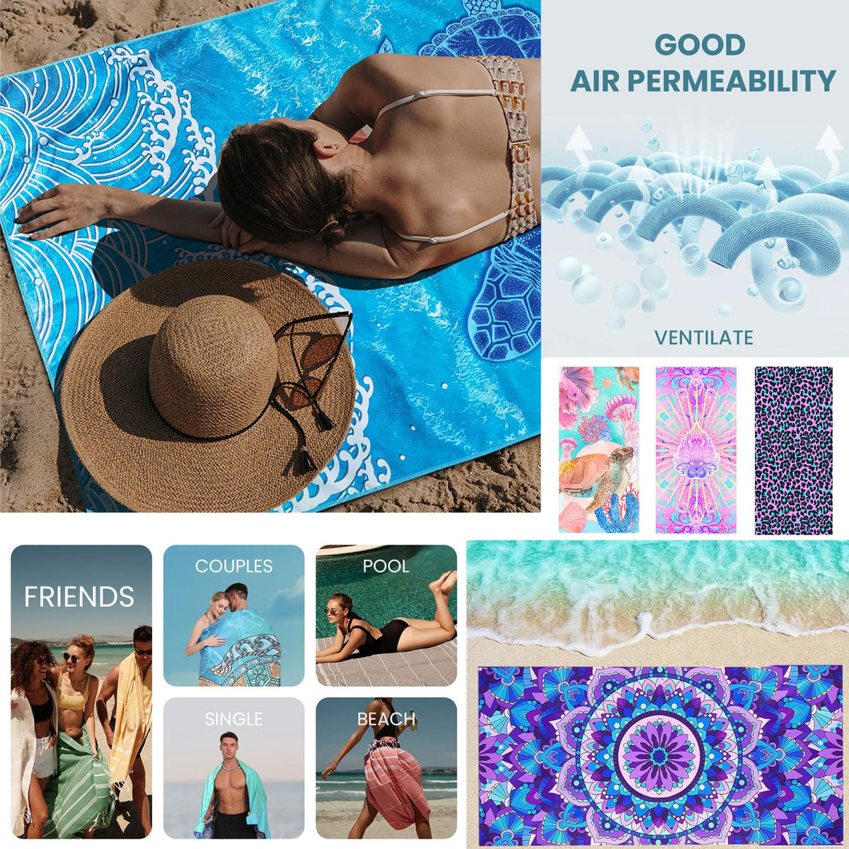 Pink Sand Fibre Microfibre Beach Towel - 160x90cm, Adults, Quick Dry, Lightweight & Compact Sports Towel - Perfect for Travel, Yoga or Gym
