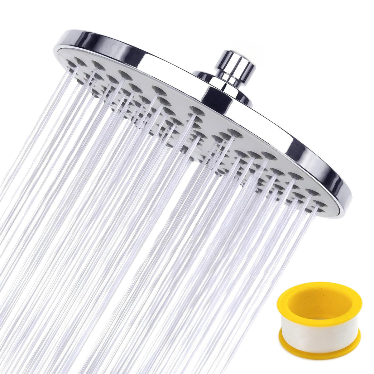 CYILIUEN Swivel Spray Angle Overhead Shower Head 8 Inch Standard 1/2" BSPT Connection Rainfall Showerhead Chrome Look