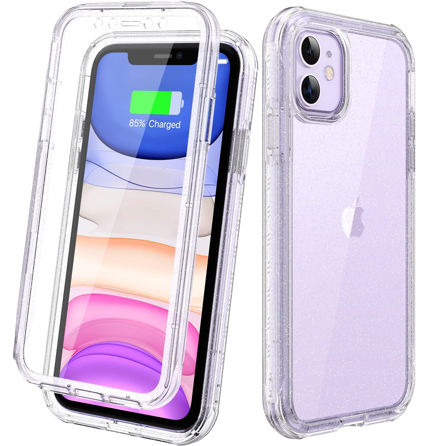 Diaclara Compatible with iPhone 11 Case, Full Body Rugged with Built-in Touch Sensitive Anti-Scratch Screen Protector, Soft TPU Bumper Case Clear