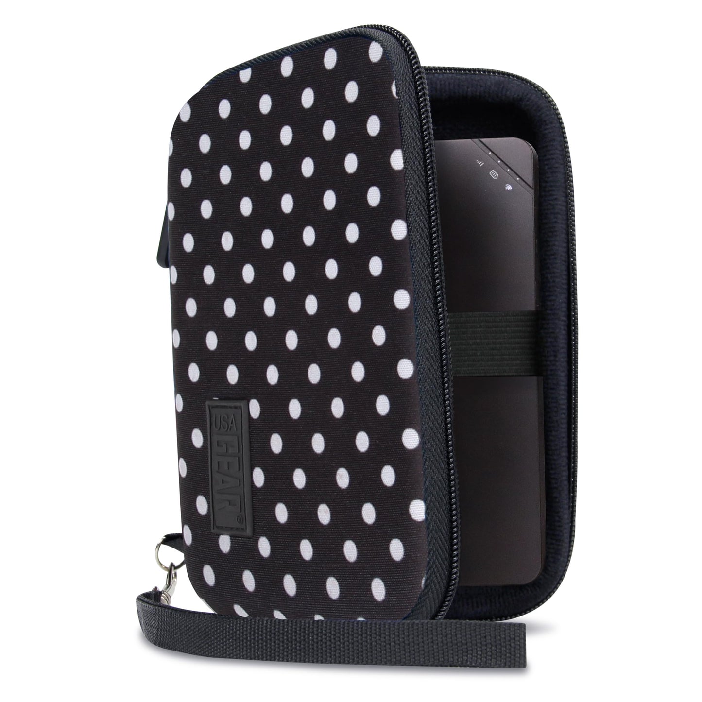 USA Gear Portable WiFi Hotspot Hard Case - WiFi Booster Travel Case with Wrist Strap - Compatible with MERCUSYS MT110, ZTE MF920, TP-Link M7450,