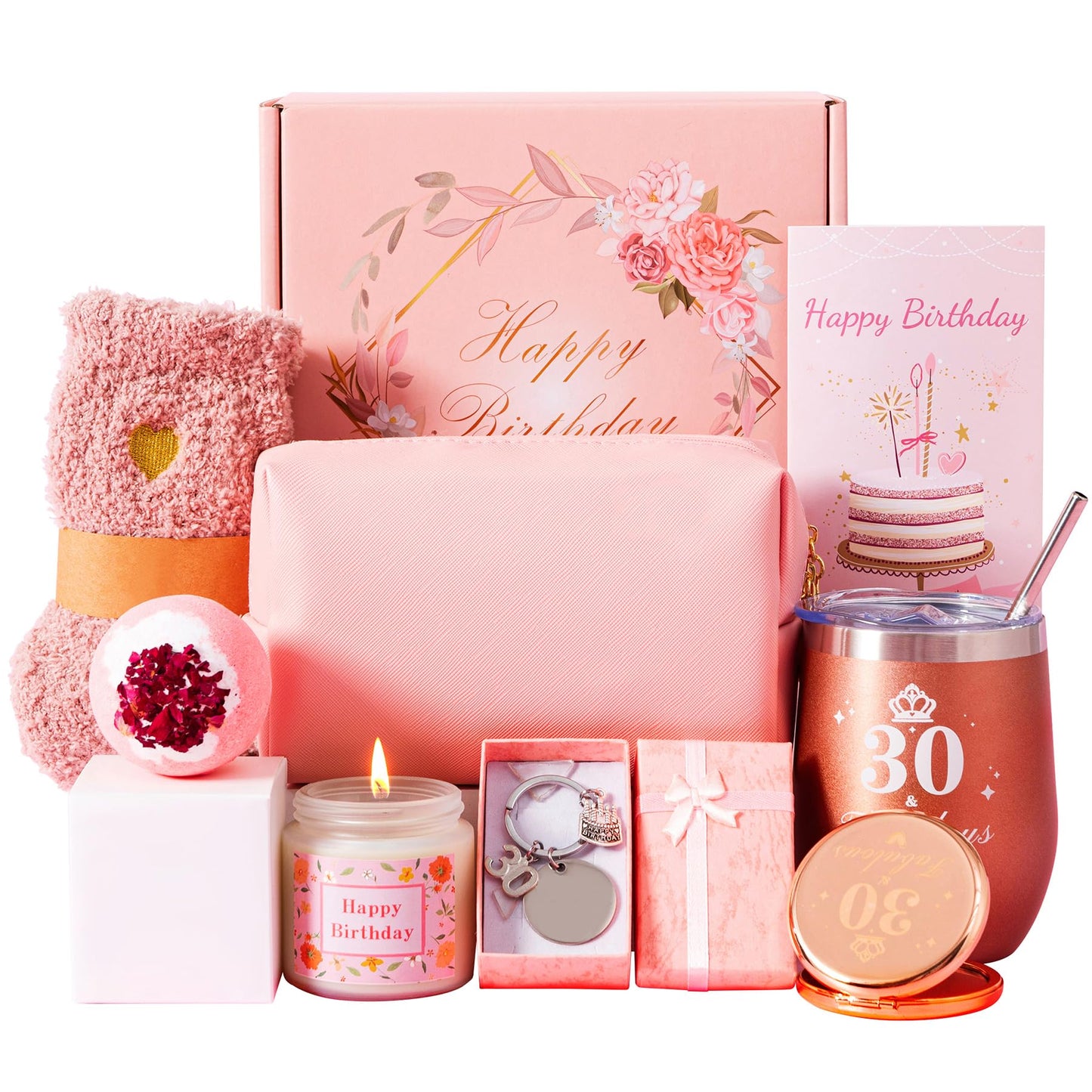 30th Birthday Gifts For Women, Happy 30yr Bdy Birth-day Hamper Basket For Her, Turning 30 Year Old Female Birthday Gifts,Pamper Box For Ladies,