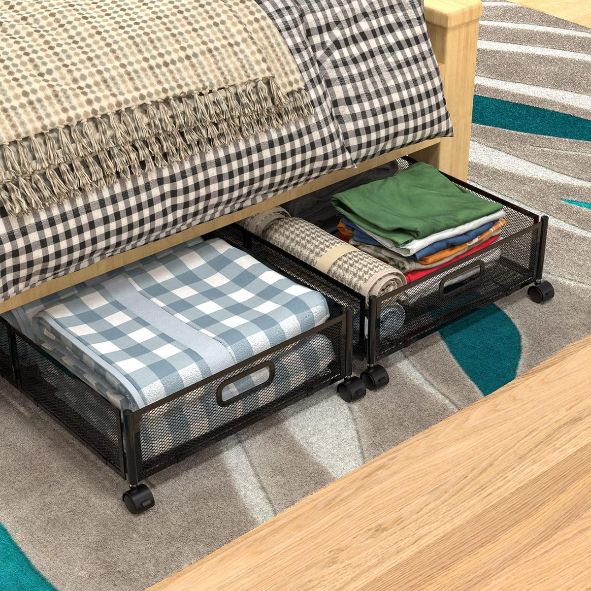 Underbed Storage Box, Clothes Storage, Foldable, Easy Install, Large Capacity, Space Saving