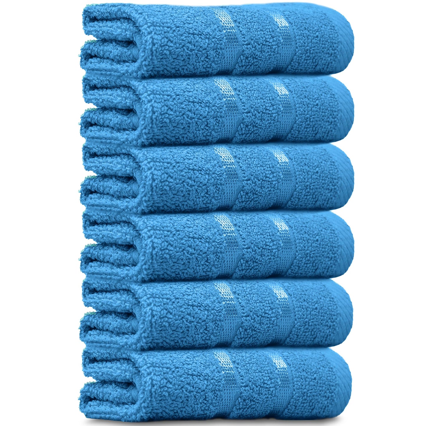 Towelogy? Luxury Egyptian Cotton Face Cloth Flannel Fingertip Towels Set 500 GSM Supersoft and Highly Absorbent Washcloths 30x30 cm (Pack 6, Teal