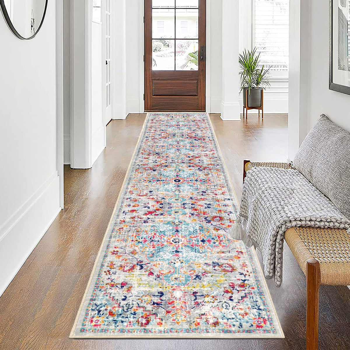 SHACOS Runner Rug for Hallways 60x240cm Modern Hall Rug Runners Non Slip Washable Carpet Runner for Kitchen Soft Bedroom Rug Low Pile Runner Rug for