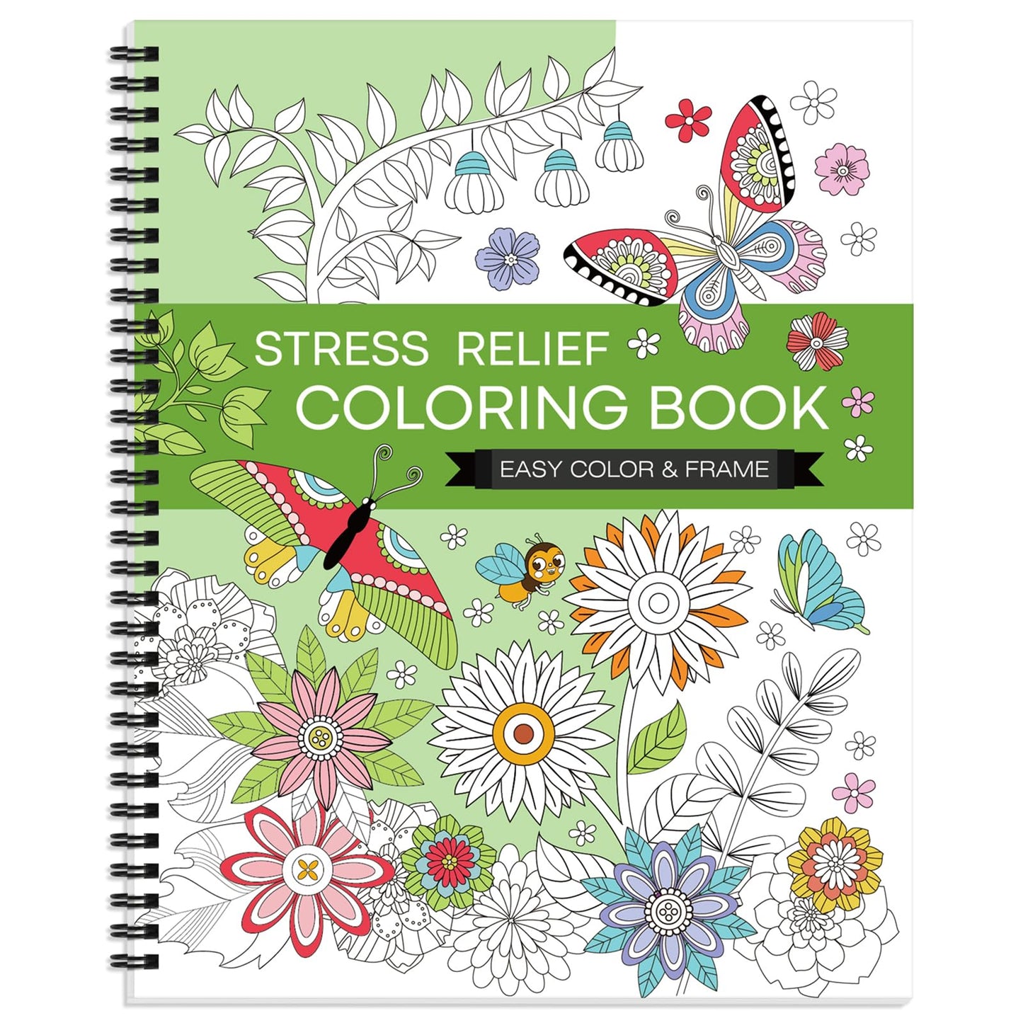 Adult Colouring Book: Stress Relief Colouring Books for Adults Relaxation with with 30 Pattern Included Mandalas Inspirational Flower, Spiral
