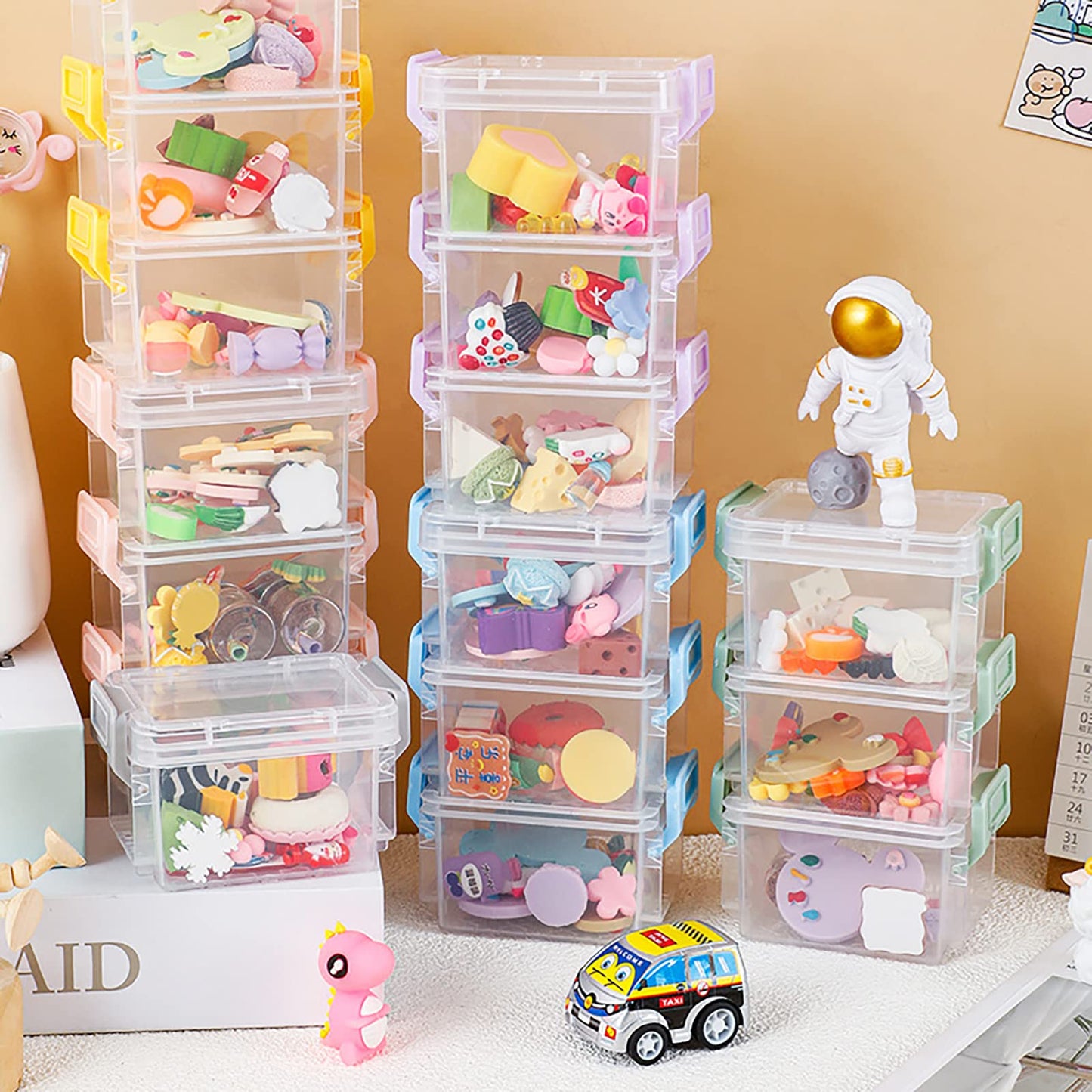 Nicunom 24 Pack Mini Plastic Storage Containers Box, 140ml Stackable Bead Organizers with Lid